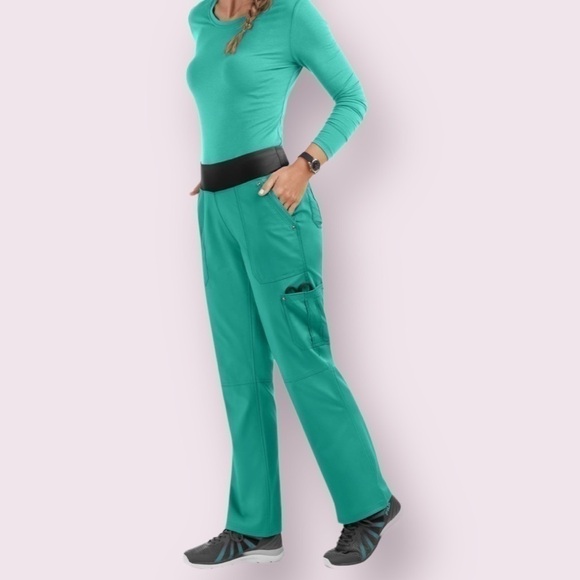 HEALING hands purple label tori womens mid rise stretch yoga scrub pants size ST - Picture 1 of 13